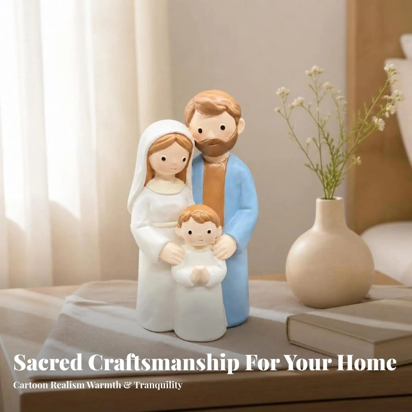 Mary Mary and Infant Jesus Jesus Figurine Glossy Finish Holy Family Figurine Western-Style Resin Nativity Sculpture