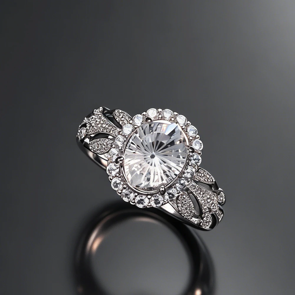 

Real Natural White Crystal Rings The Eye of Evil Gemstone 7*9mm for Women Lady Party Wedding Fine Jewelry Gift