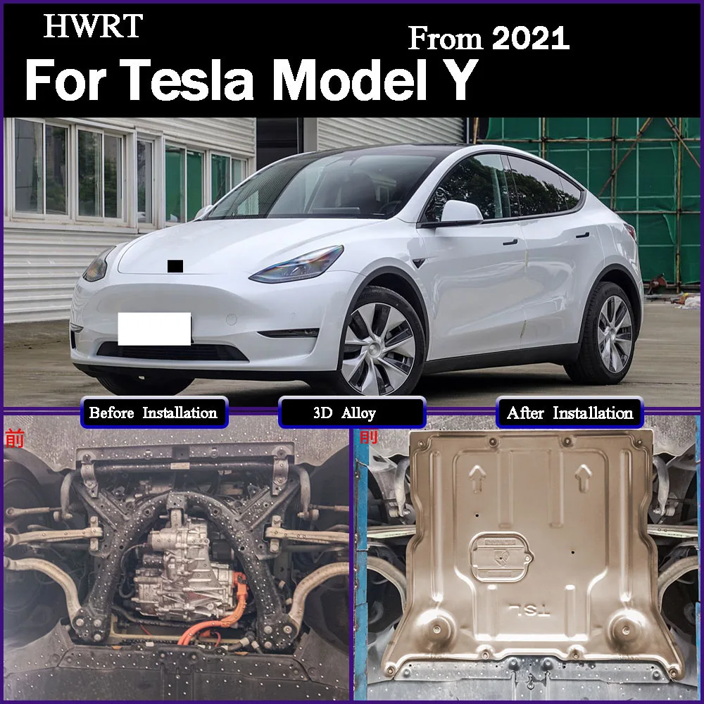 

For Tesla Model Y 2021 Under Engine Guard Board Splash Shield Mud Fender Plate Cover Black Car Mudflap Mudapron Flap