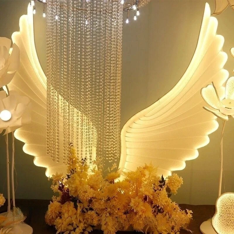 

Bright LED Angel Wings, Modern Creative Wedding Decorations, Birthday Background Decoration Stage Lights Backdrop H66