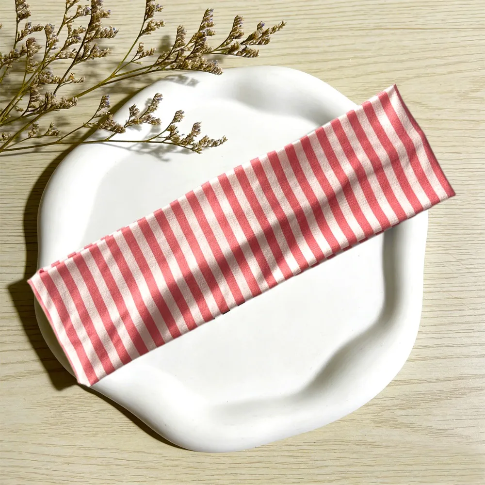 New Sweat Absorbing Stripe Headband Stretchable Polyester Sports Headband Anti-Slip Fitness Sweat Bands