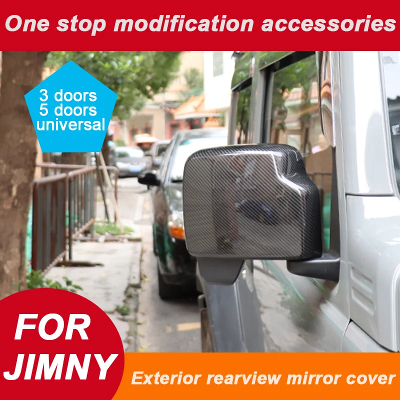 

For jimny 3door 5door 2019-2025 Rear View Mirror Cover Carbon Fiber Side Door Rearview Case ABS Paste Auto Exterior Accessorie