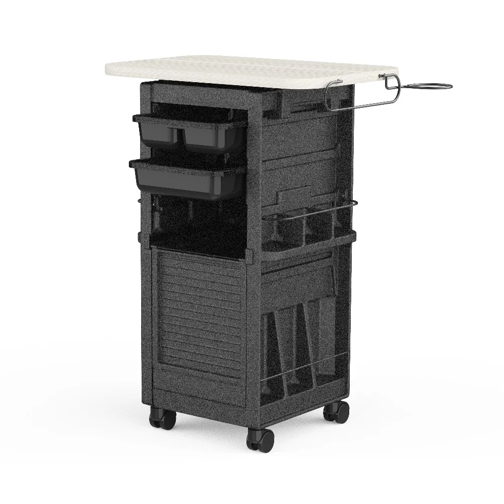 &c Professional Unique Hair Stylist Lockable Wooden Top Trolley