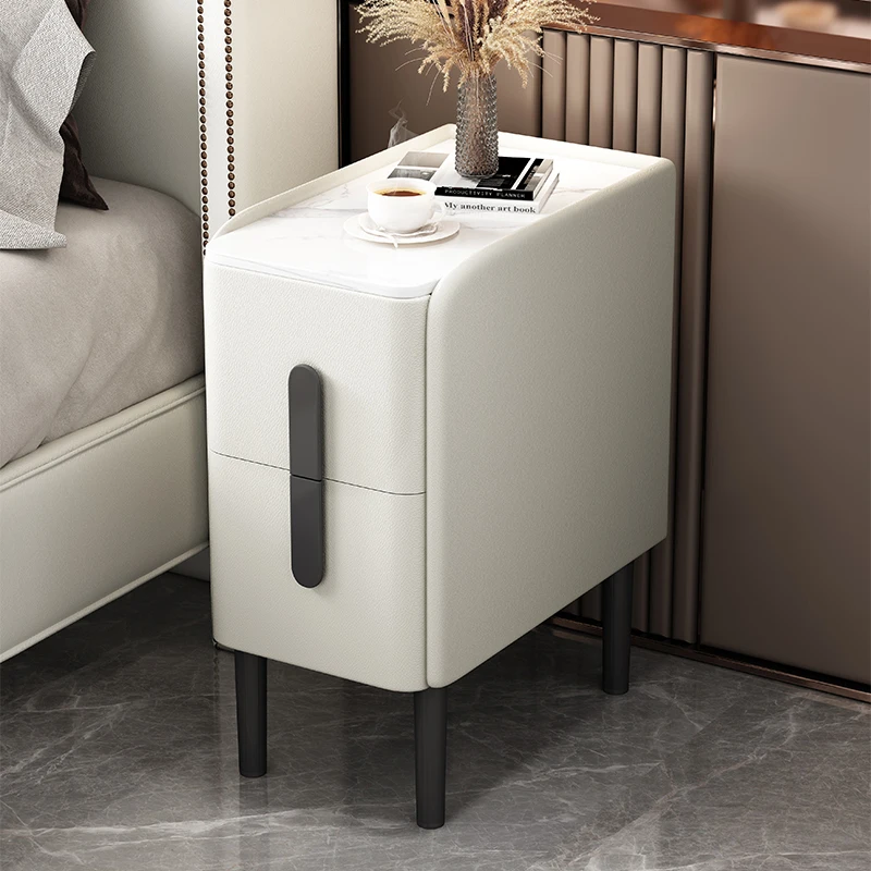 

Rock board bedside cabinet is simple, modern, small, ultra narrow, and with a light and luxurious seam. In