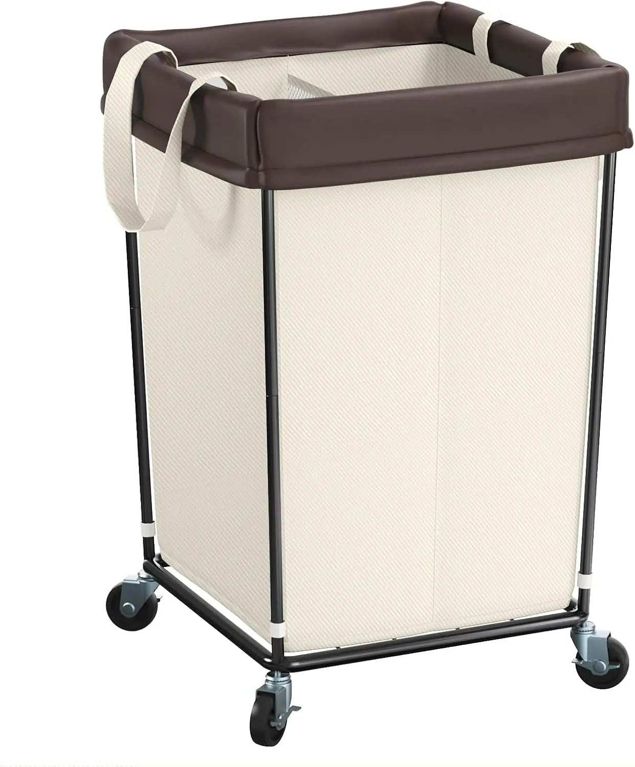 

160L Rolling Laundry Basket with Wheels, 2-Section Hamper for Bedroom, Bathroom, Dorm - Easy Storage