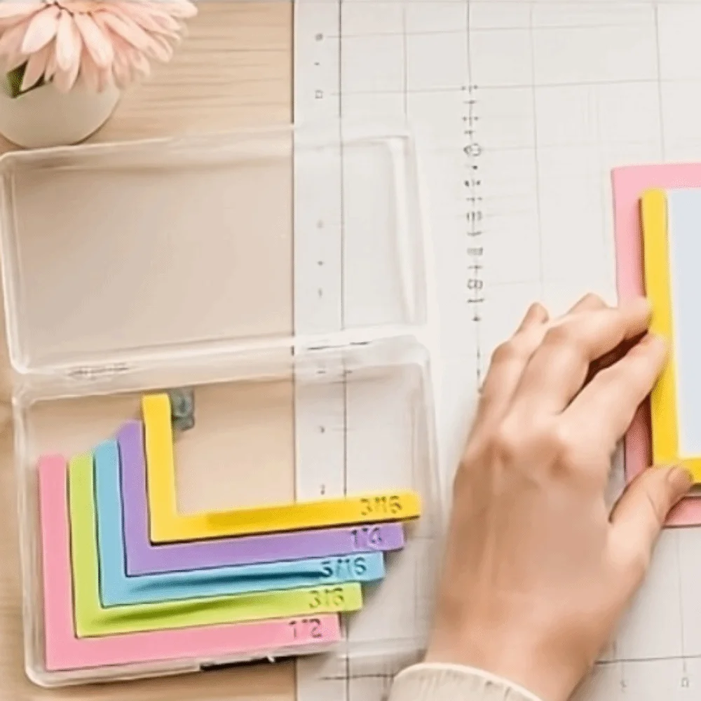 5/7pcs Multi-size Paper Crafting Alignment Guides Precision Layering Color-coded Paper Positioning Rulers Set Size Tabs