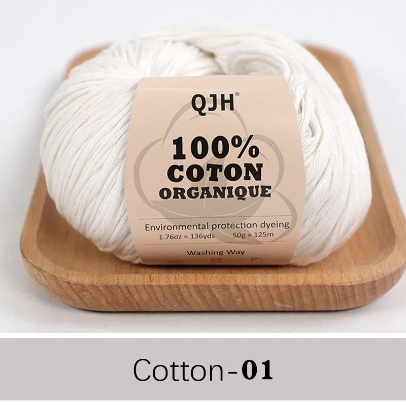 QJH 100% Organic Cotton Yarn - Eco Friendly Crochet and Knitting