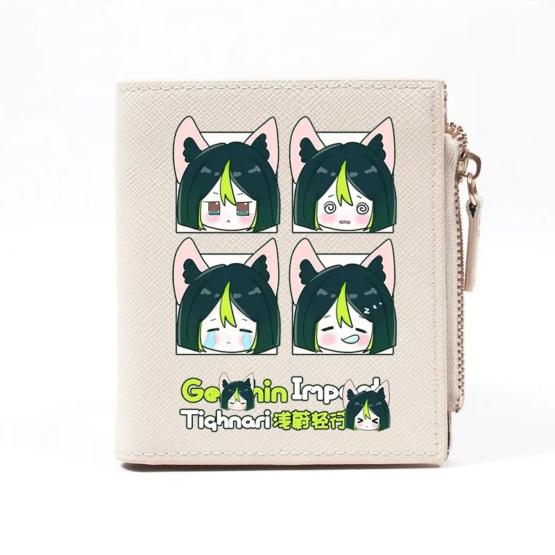 

Симпатичный кошелек Genshin Impact с рисунком аниме, сумка для карт, кошелек с рисунком кавиха теснари для студентов, кошелек для монет для мужчин и женщин, короткий модный кошелек из искусственной кожи