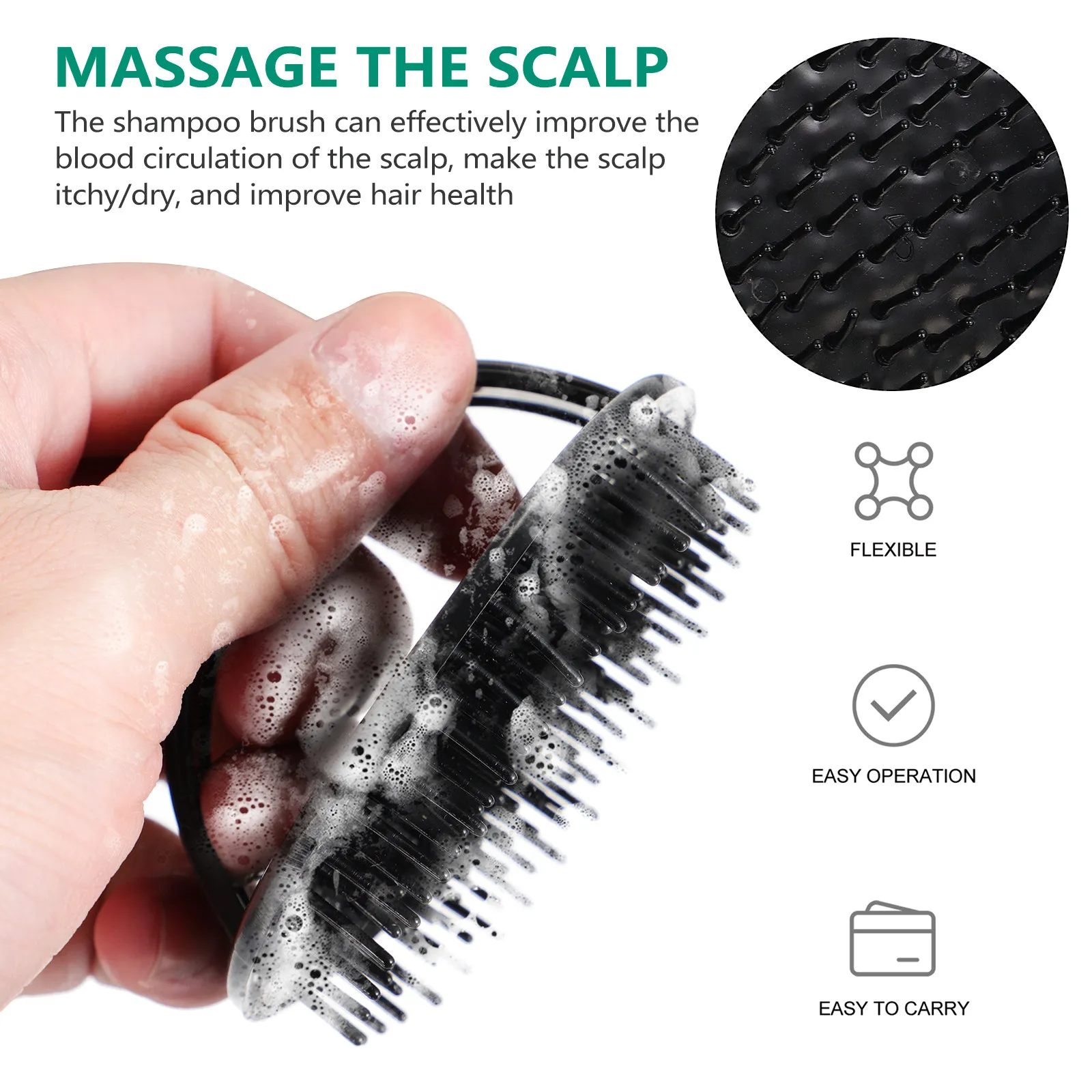 6Pcs Shampoo Brush Scalp Massager Comfortable Plastic Hairbrush Stimulate Scalp Remove Dandruff Promote Hair Growth Suitable All