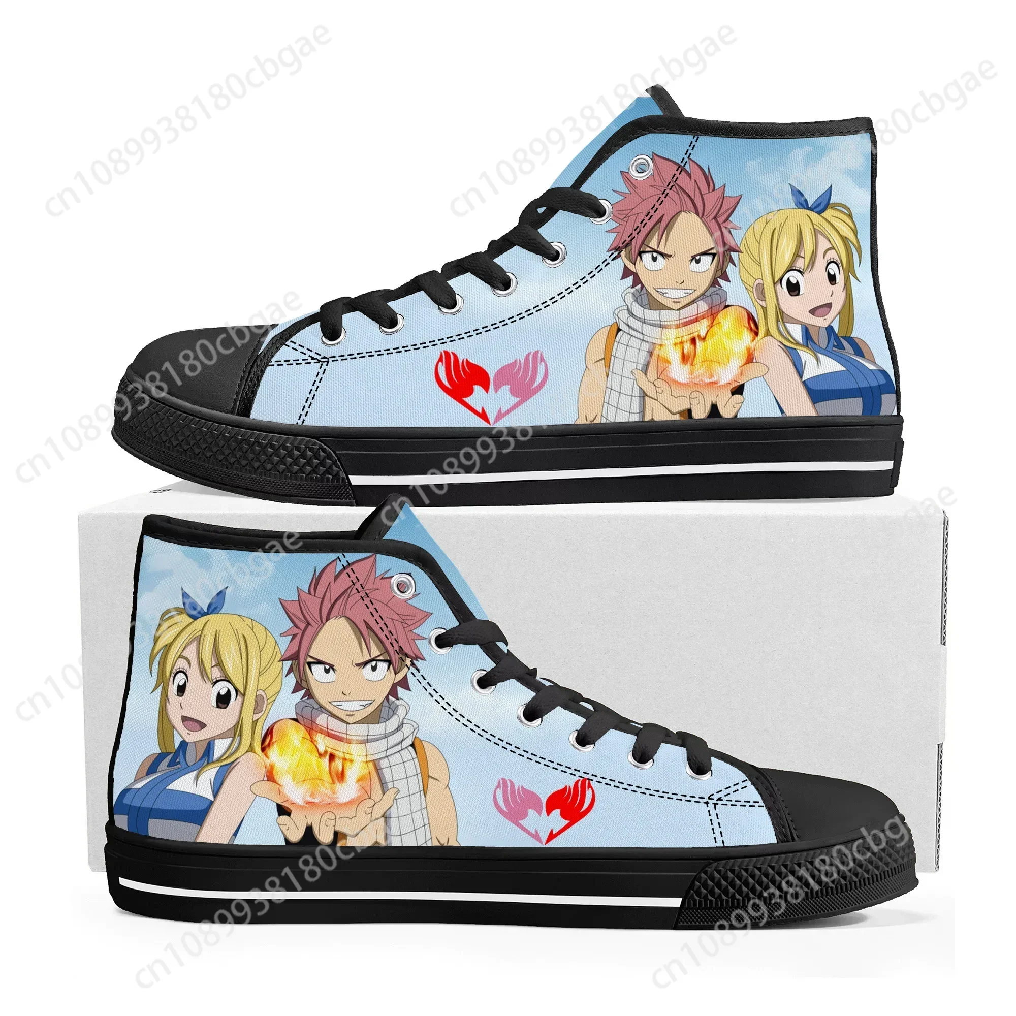 

Hot Anime Fairy Tail Natsu Dragneel High Top Quality Sneakers Men Women Teenager Canvas Sneaker Casual Couple Shoes Custom Shoe