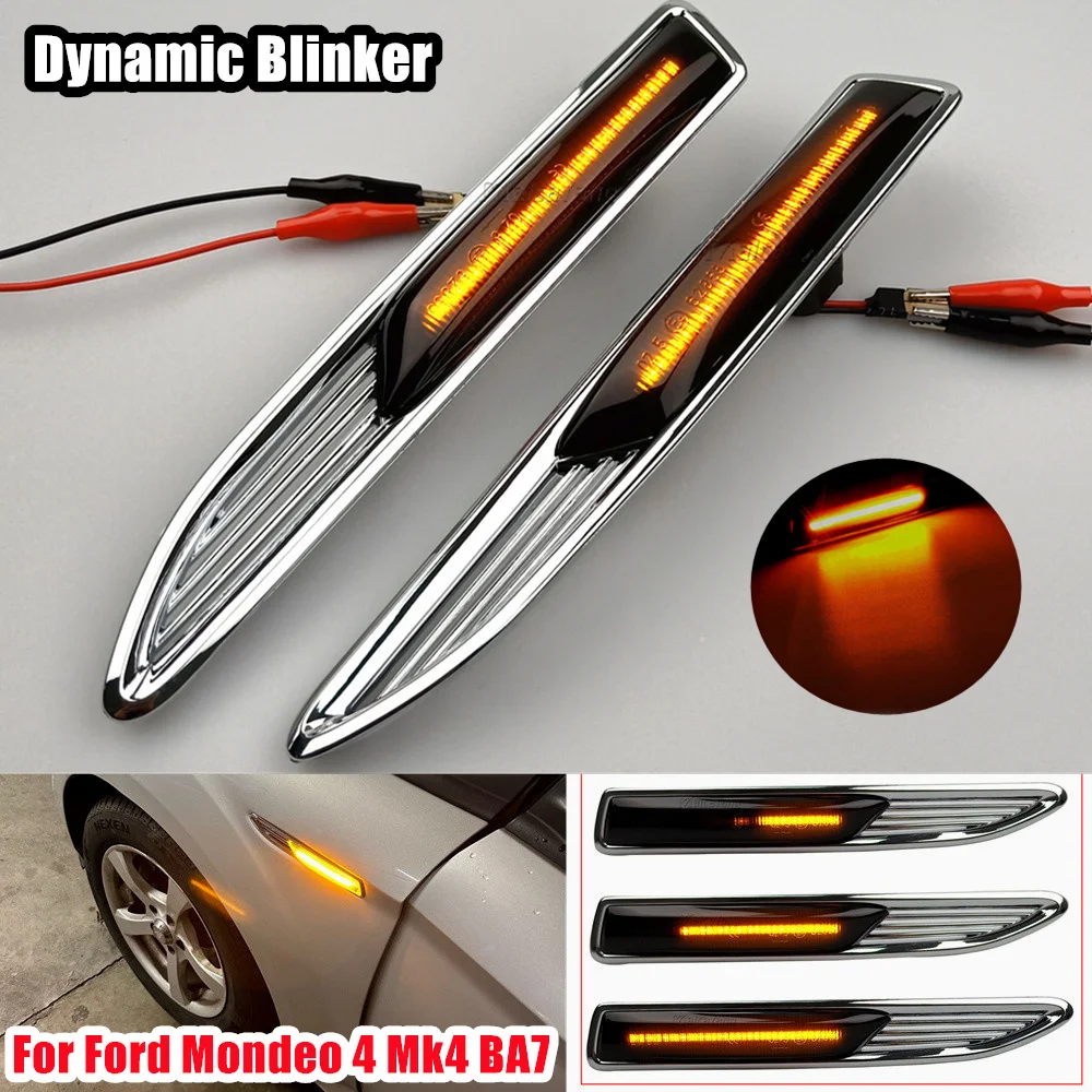 2 шт. светодиодные динамические боковые габаритные указатели поворота, последовательные мигающие лампы для Ford Mondeo 4 Mk4 BA7 03.2007-01.2015