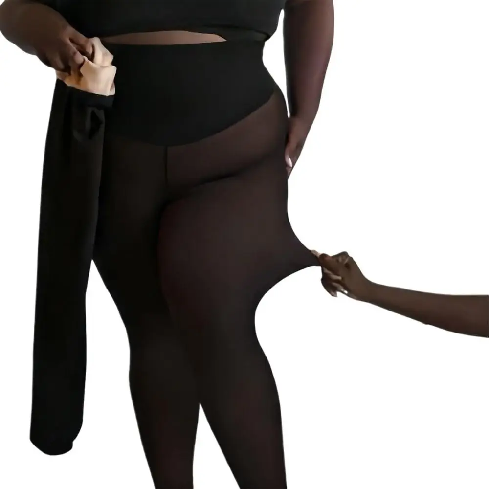 Compression Band Magic One-Seam Leggings One Seam Design Snatch Waist Shaping Leggings Fleece Lined Snatch Waist Tights Women