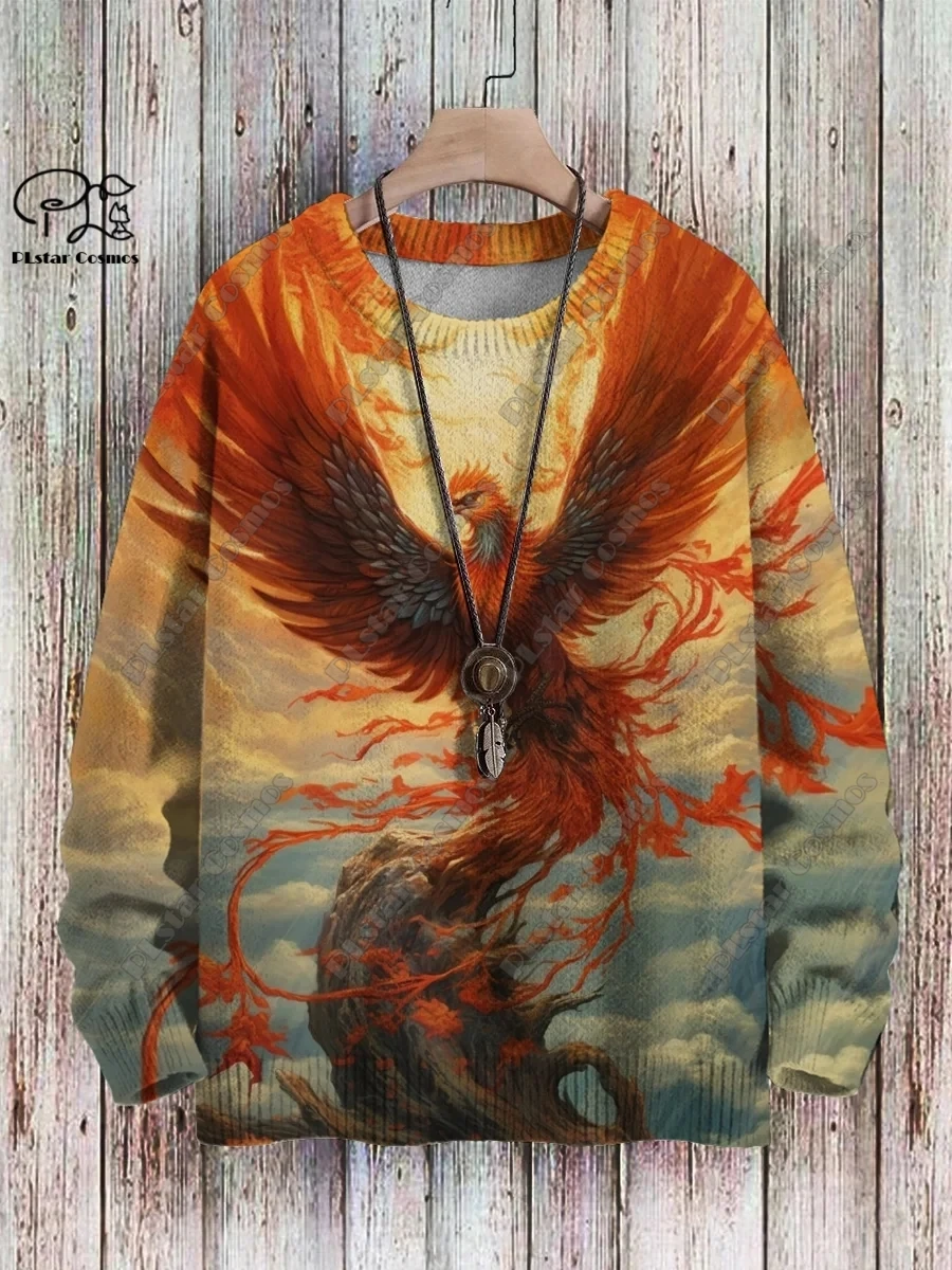 Suéter con estampado 3D de animales para hombre y mujer, suéter informal con estampado de búho, unicornio, pavo real, dragón y Fénix, cálido,