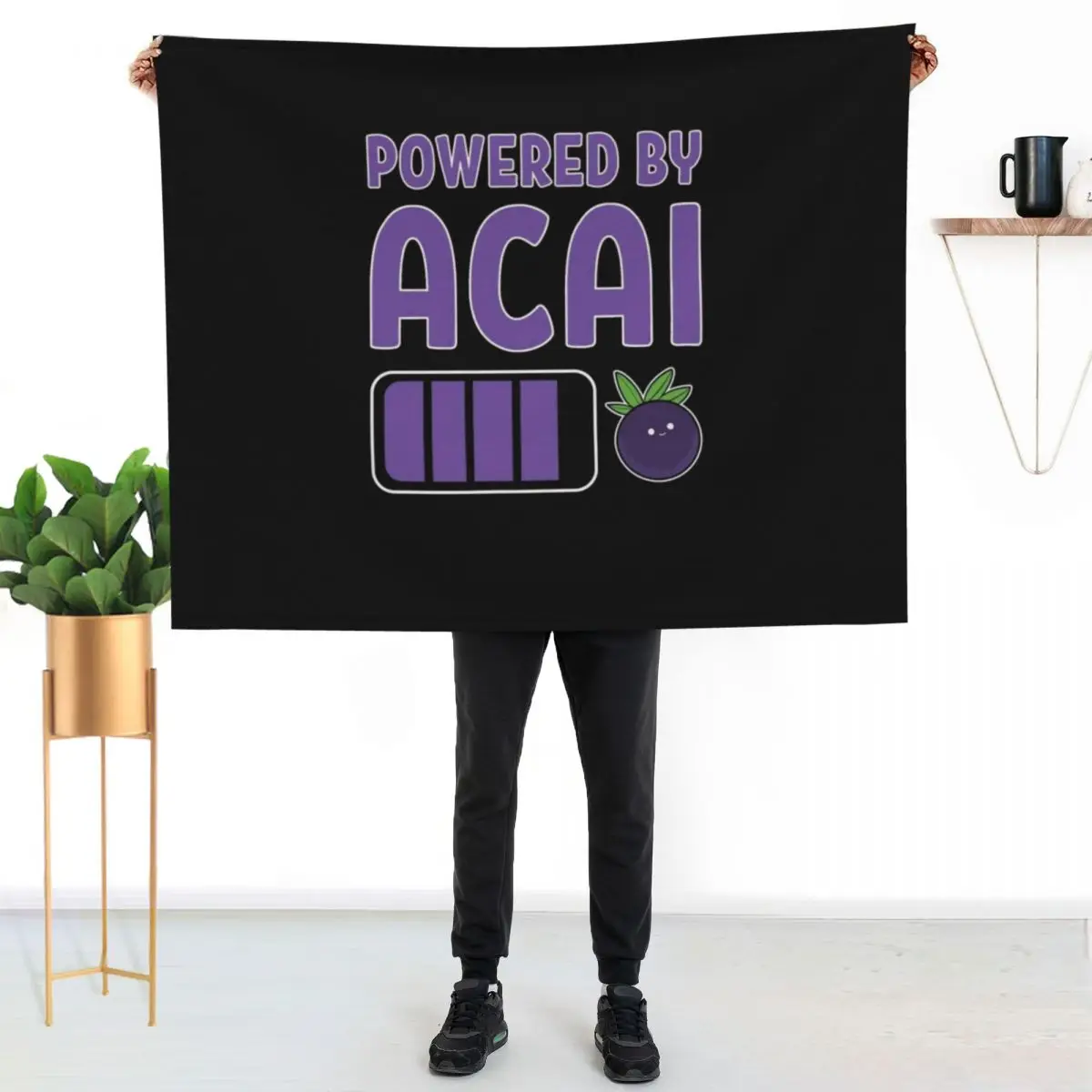 

Powered By Acai Fruit Bowl Vegan Food Superfood Throw Blanket Air Conditioner Soft Blanket for Office Home
