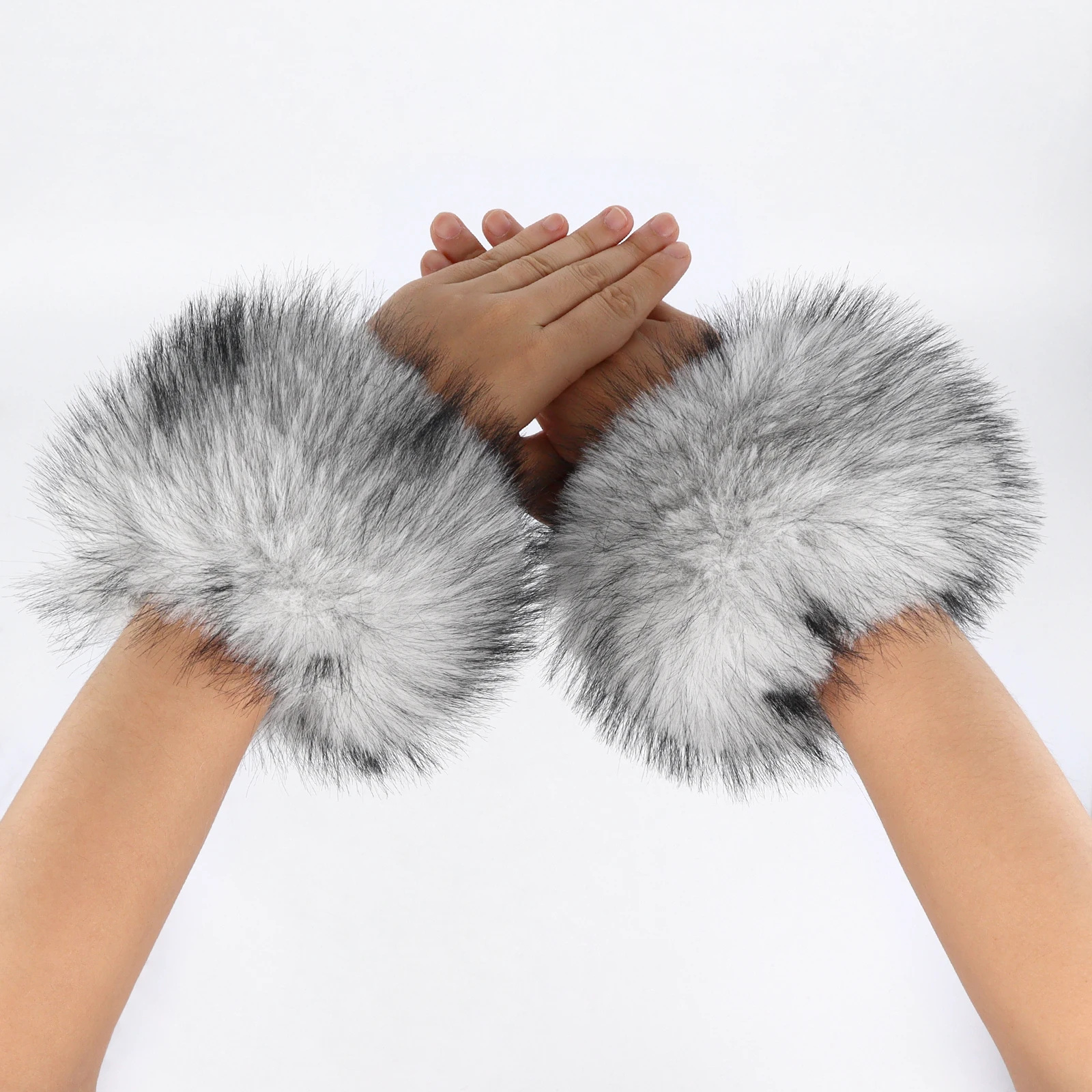 Faux Fur Wrist Cuffs Winter Furry Arm Warmers for Halloween Daily Cosplay Party Costume Accessories