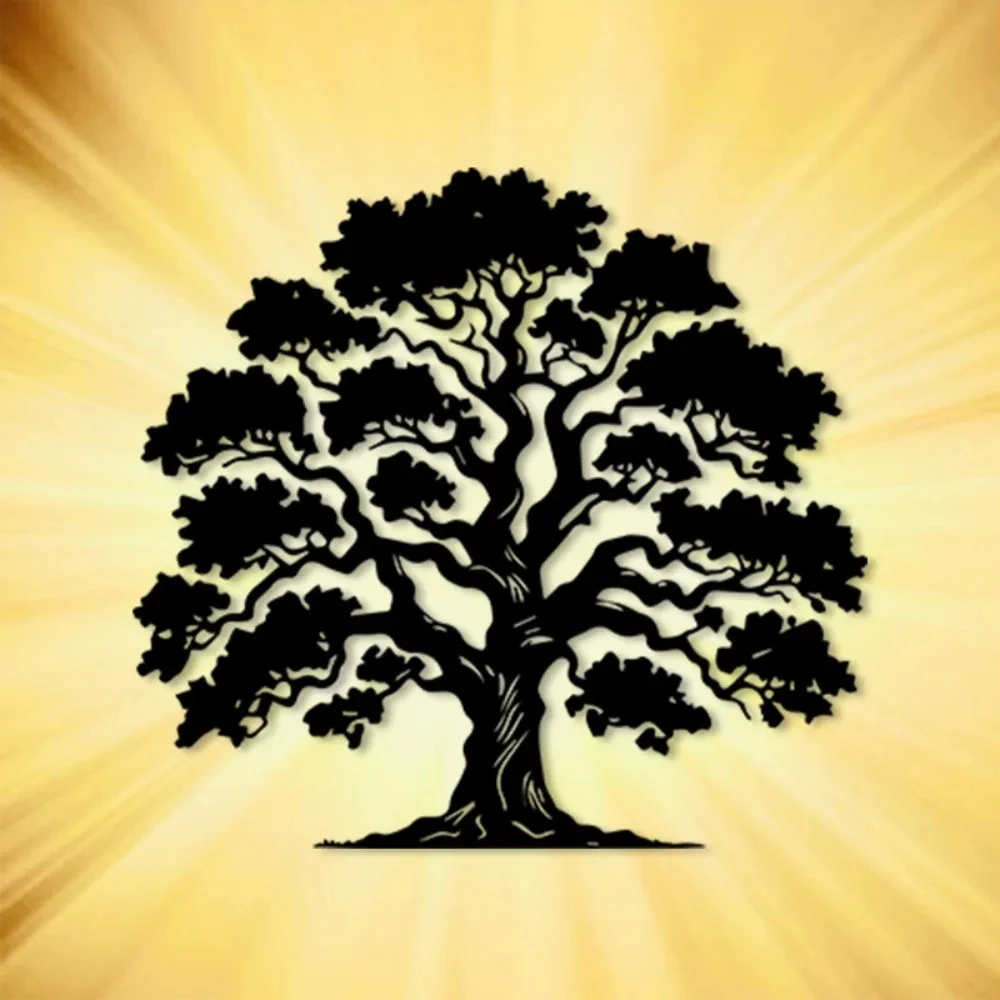 1 Piece of Vintage Tree of Life Metal Wall Art, Powder-Coated Aluminum Home Decoration, Rust-Resistant Iron Art Piece, Suitable for Living Room and Garden Decoration