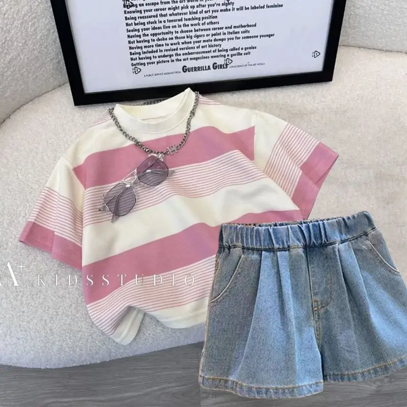 Girls Denim Shorts Set Summer 2026 New Style for Baby Girls Lightweight Casual Versatile Hot Pants Childrens Trendy Pants
