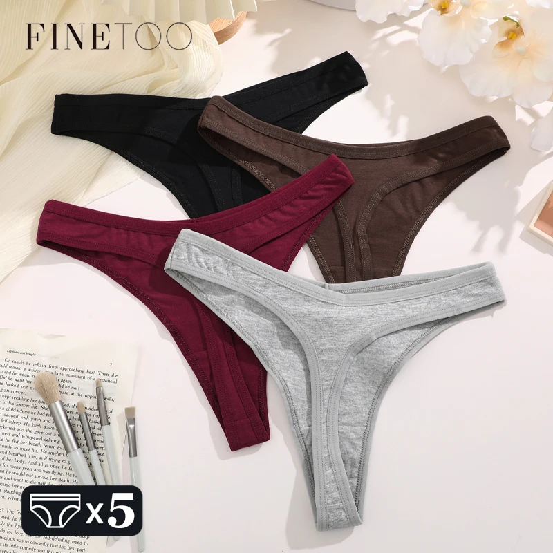 5Pcs/SET Cotton Comfort Underwear for Women Sexy Low Waist Breathable Thongs Girls Solid Sport Panties Stretch G-string Lingerie