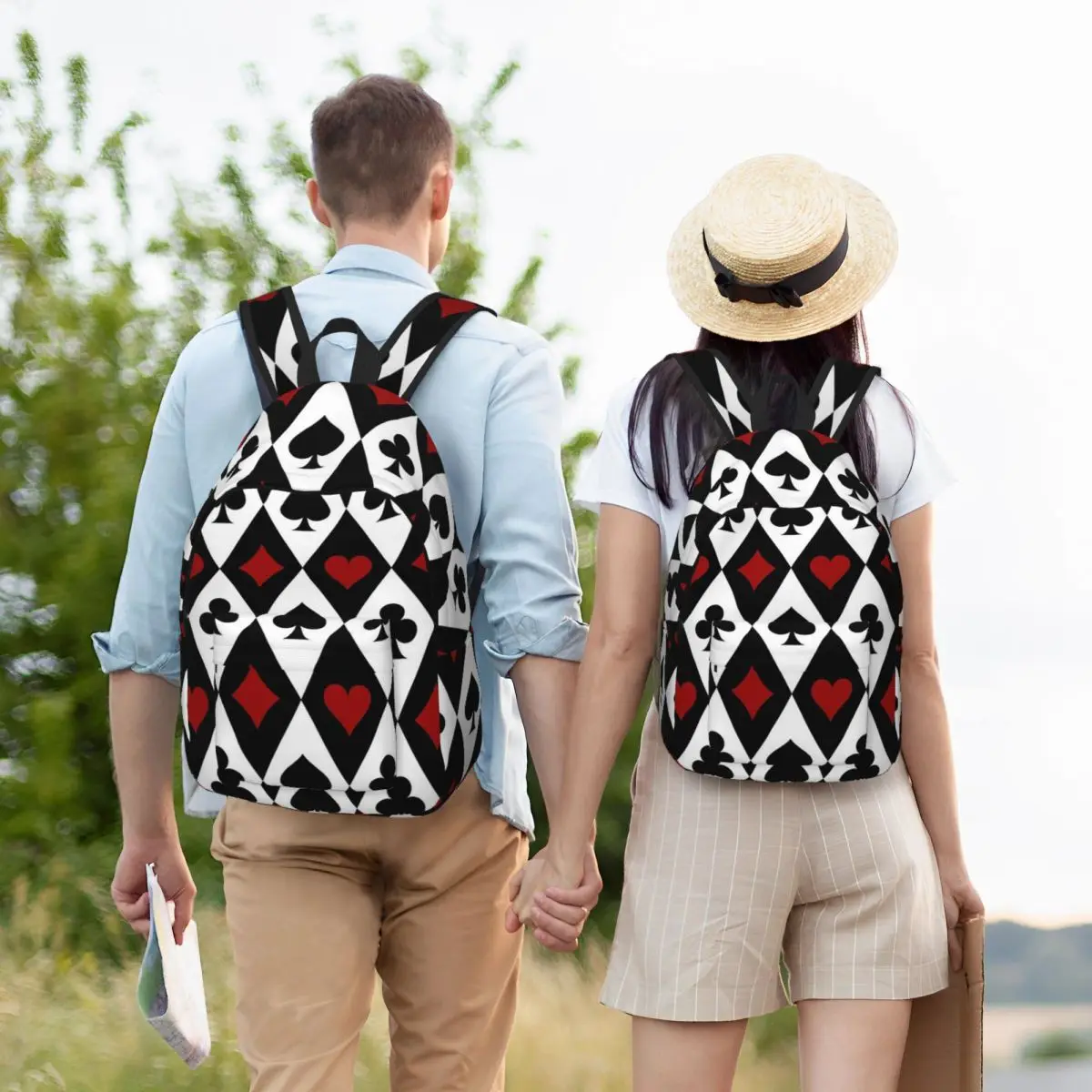 Playing Card Pattern Print Backpack Hot Sale Daypack Large Capacity Children BookBag School Bag Shoulder Bags for Men Women