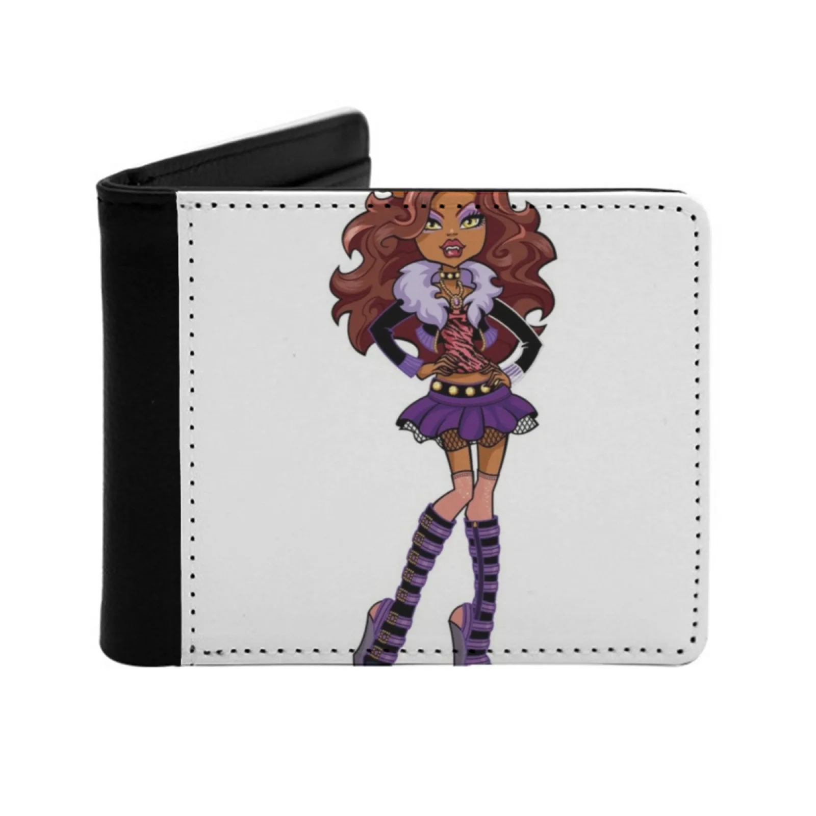 Clawdeen Wolf Men Women Pu Leather Wallet Credit Card Holder Wallet Short Purse Werewolf Monster High Clawdeen Wolf