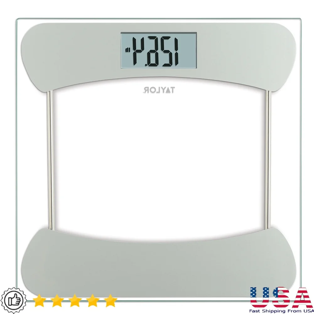 

Digital Glass Bathroom Scale Stainless Steel Accents 400 lb Capacity Backlit LCD Display Instant On Auto Off Low Battery