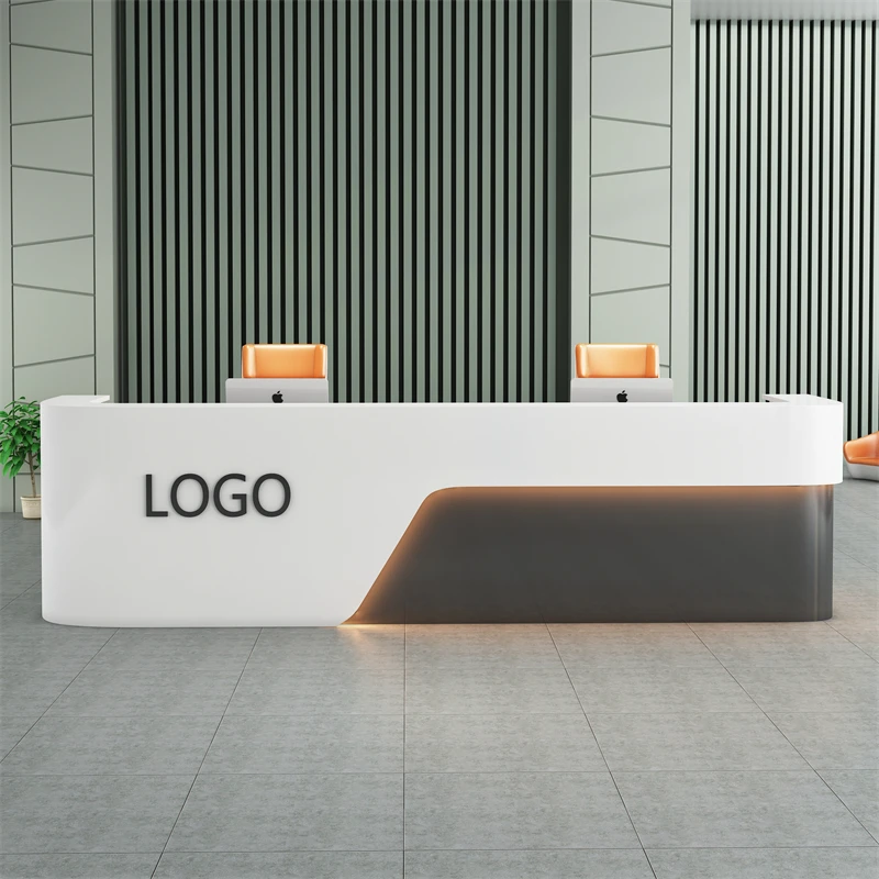 Durable Office Furniture Modern MDF Shiny Front Desk Shop Beauty Salon Villa Receptionist Use