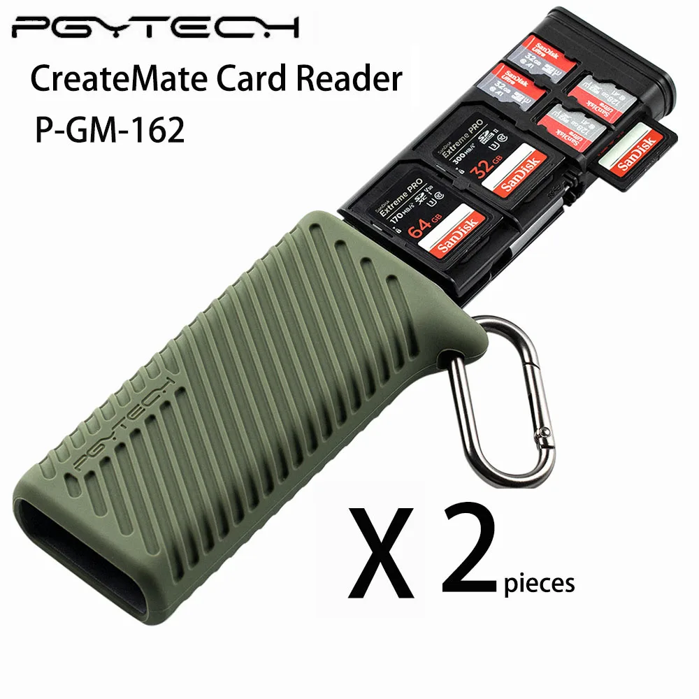 PGYTECH CreateMate High-Speed Geheugenkaartlezer USB 3.1 Type-C Adapter SD/TF Dual-Slot Data Transfer Geheugenkaartlezer Tool