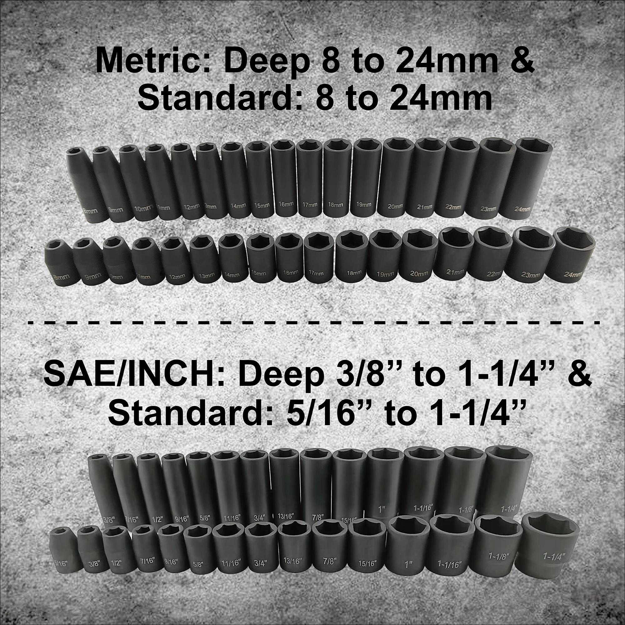 Set di chiavi a bussola da 70 pezzi 1/2 Zoll Antrieb SAE 5/16-1-1/4 pollici Prese standard/profonde con barre di prolunga Set di bussole a impatto