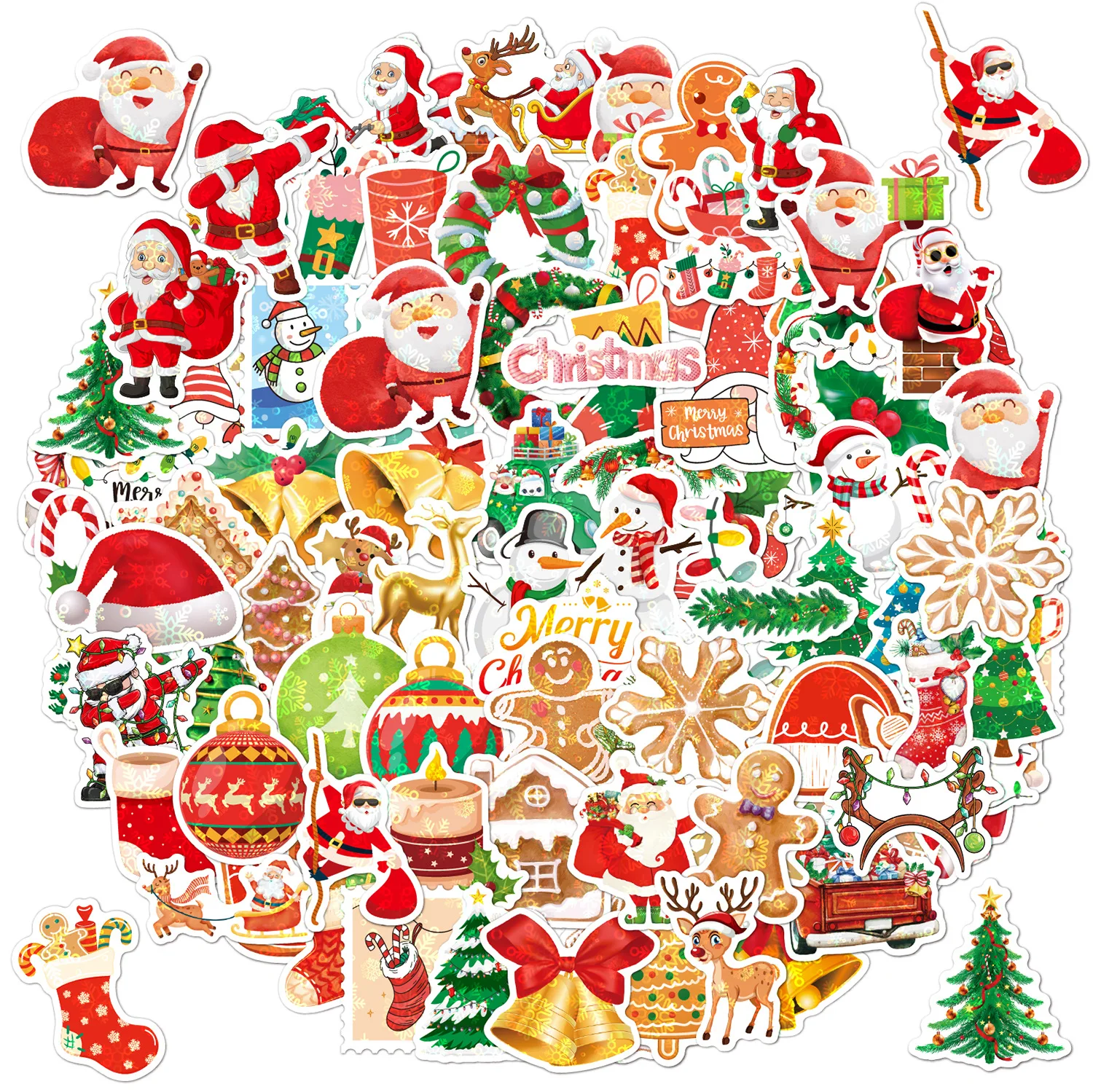 50/100Pcs Christmas Stickers Vinyl Waterproof Holiday Stickers Christmas Stickers for Kids Crafts Bottles Envelopes Gifts