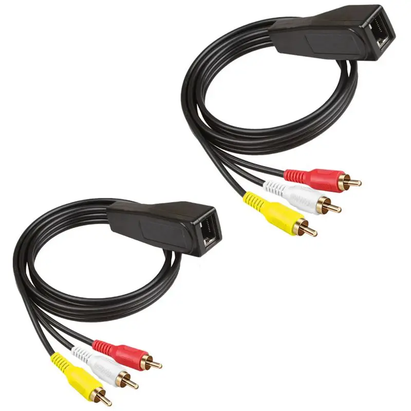 RJ45 Female to 3RCA Male RJ45 to 3 Lotus Flower With Extender And Network Cable to Extend 305 Meters Of Audio And Video Cable