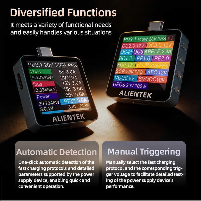 ALIENTEK C2 Type C USB Tester Fast Charging Protocol Trigger Ripple E Marker Cable Detector Voltage Current Power Meter
