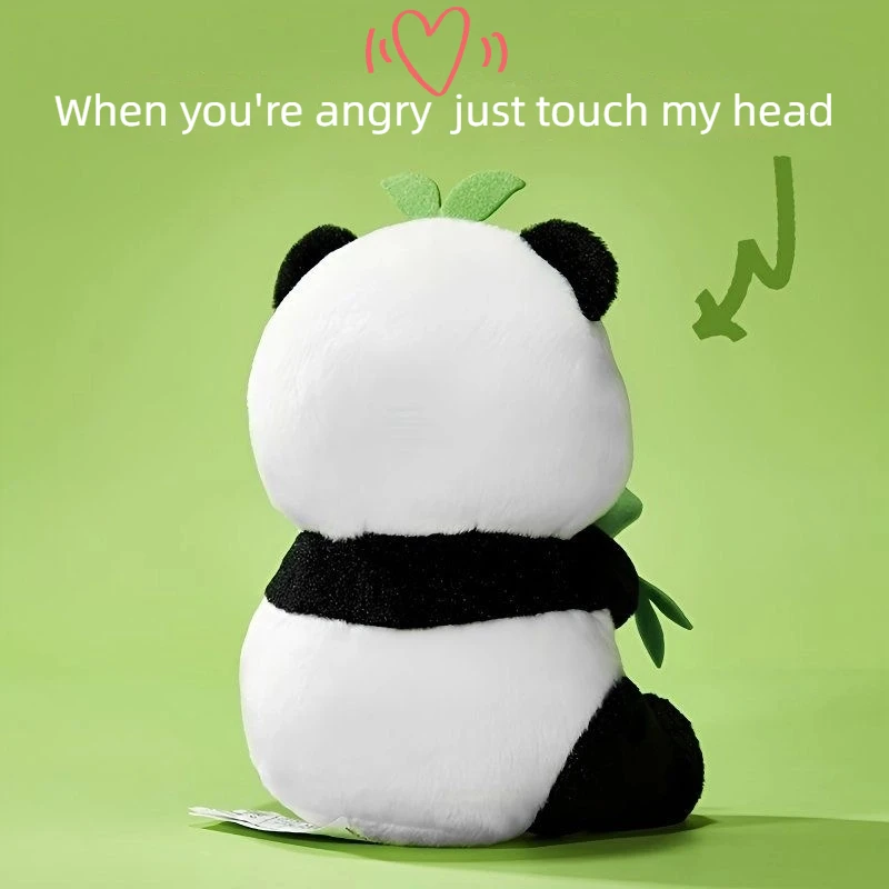 Miniso sentado bambu panda série boneca macia dos desenhos animados bonito animal boneca travesseiro feminino ornamento de mesa caixa de presente misteriosa genuíno