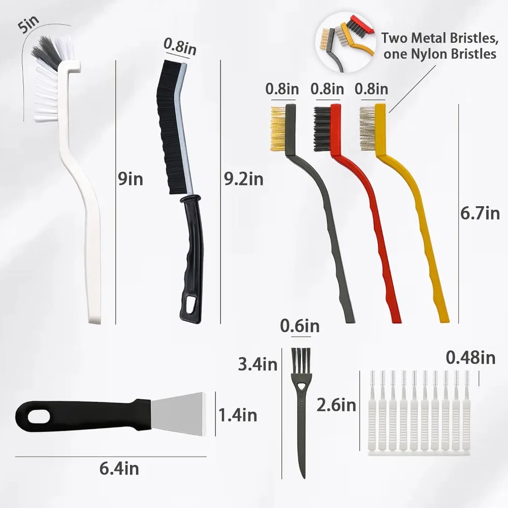 20-Piece Crevice Cleaning Brush Set - Multifunctional Kit with Precision Brushes, Scraper & Shower Cleaner for Car, Kitchen, Bathroom, Grout, Sink, Cup, Bottle, Blender, Corners & More view 2