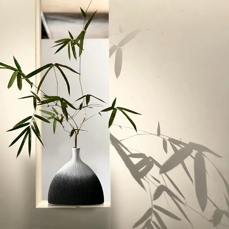 

Chinese Style Ceramic Mountain Shape Vase, Creative Home Dining Table Living Room Bedroom Office Decor Flower Arrangement, 1Pc