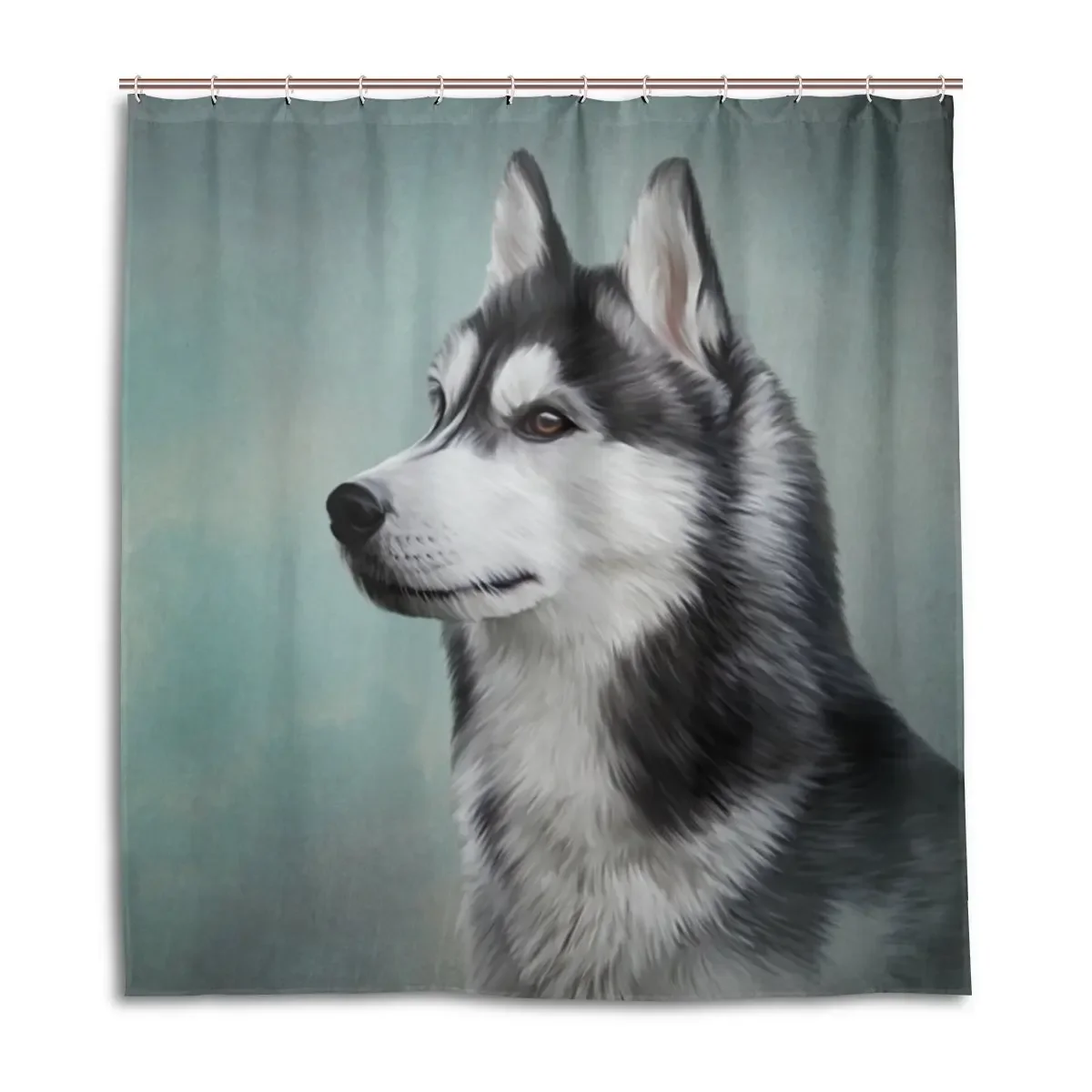 Cute Animal Shower Curtain Set for Pets, Husky Dog, Puppy, Christmas, Home Decor,