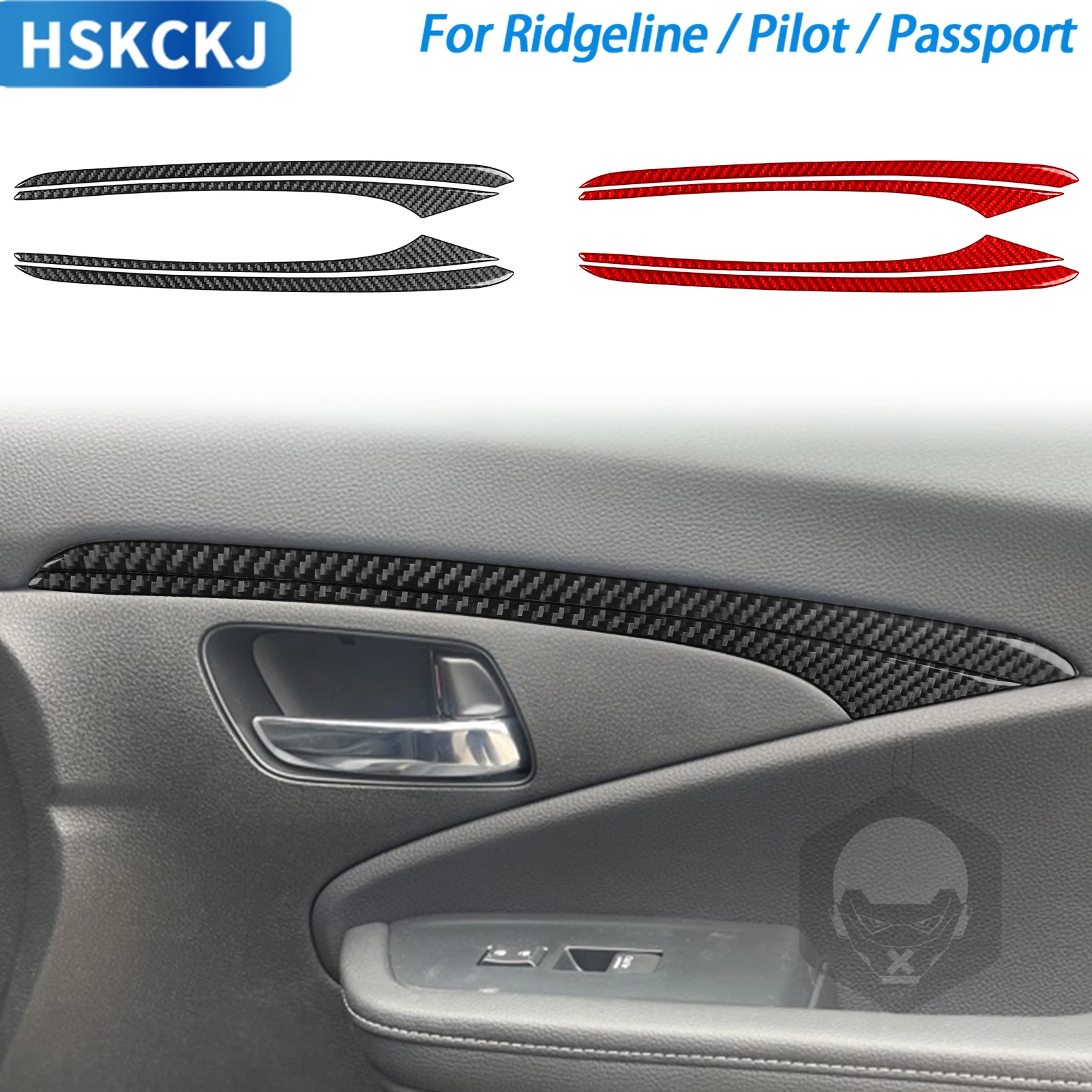 

For Honda Ridgeline Pilot Passport Car Accessories Carbon Fiber Front Door Strip Panel Interior Cover Trim Modification Sticker
