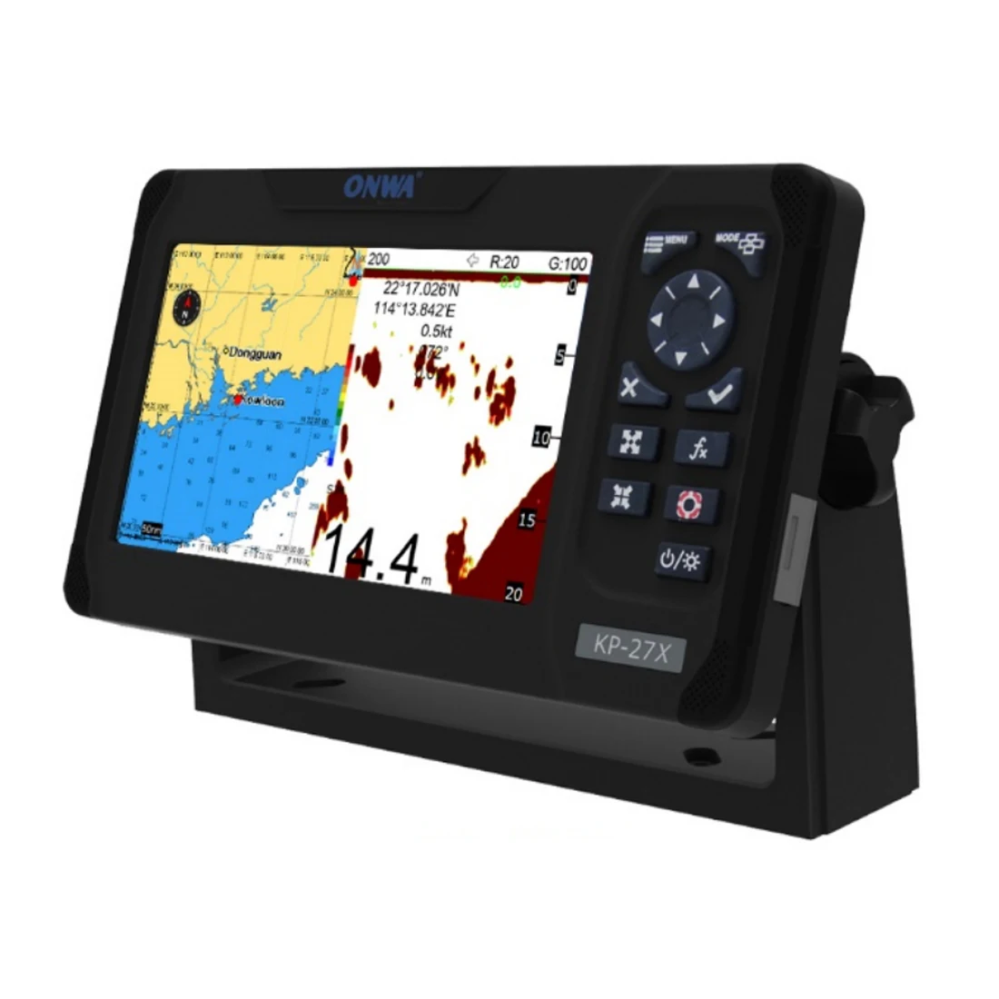 ONWA KP-27X 7 بوصة IP66 Marine GPS Chart Plotter 4-IN-1 مع صوت الصدى مع مكتشف الأسماك المدمج AIS