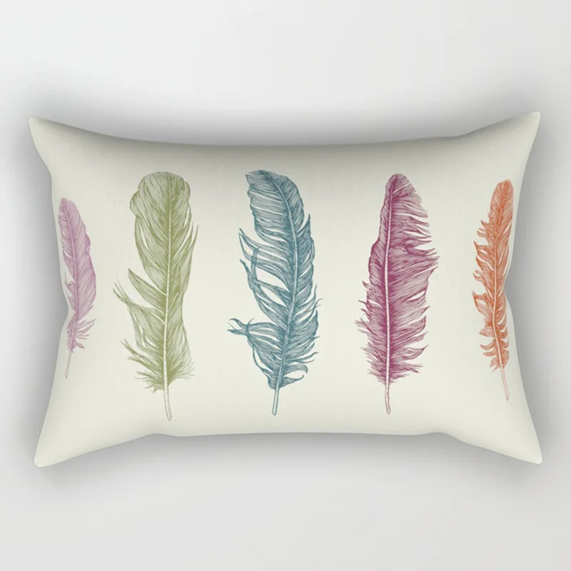 Color Feathers Flowers English Letters Sea Wave Many Styles  Patterns Short Plush Rectangle Small Pillow Cases Size 50cm By 30cm