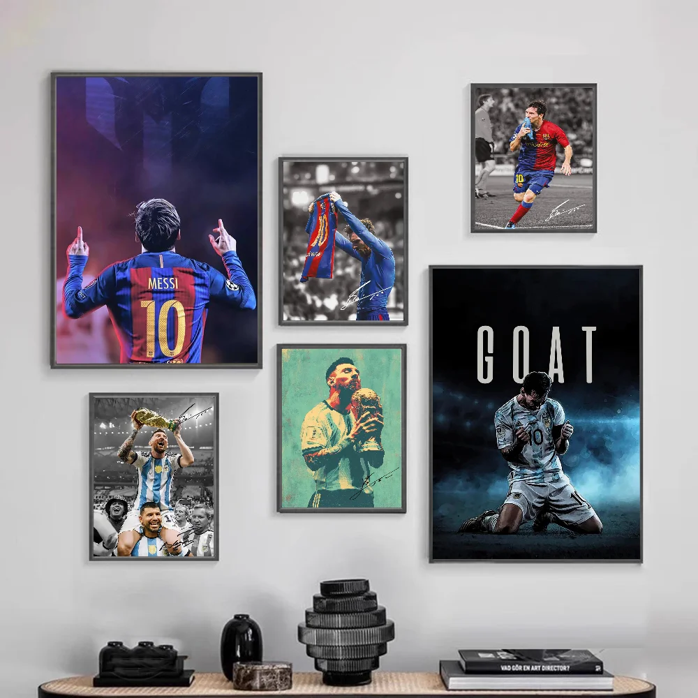 Football player M-Messi Poster Frameless Personalized Wall Art Poster Photos for Living Room Home Decor Self-adhesive backing