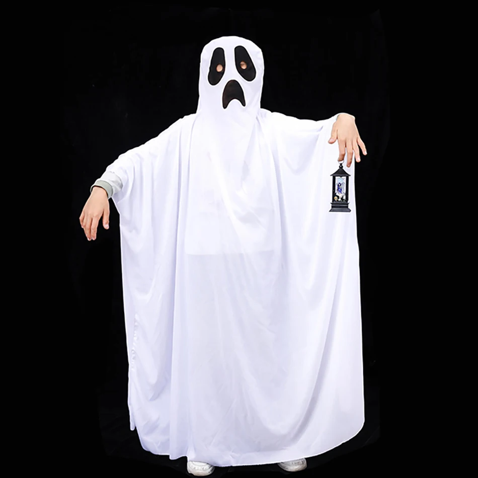 Bola de maquillaje de capa fantasma de Navidad para niña disfraces para bebé de punto blanco adulto FIESTA DE Halloween Cosplay ropa de escenario para niños capa de fantasma
