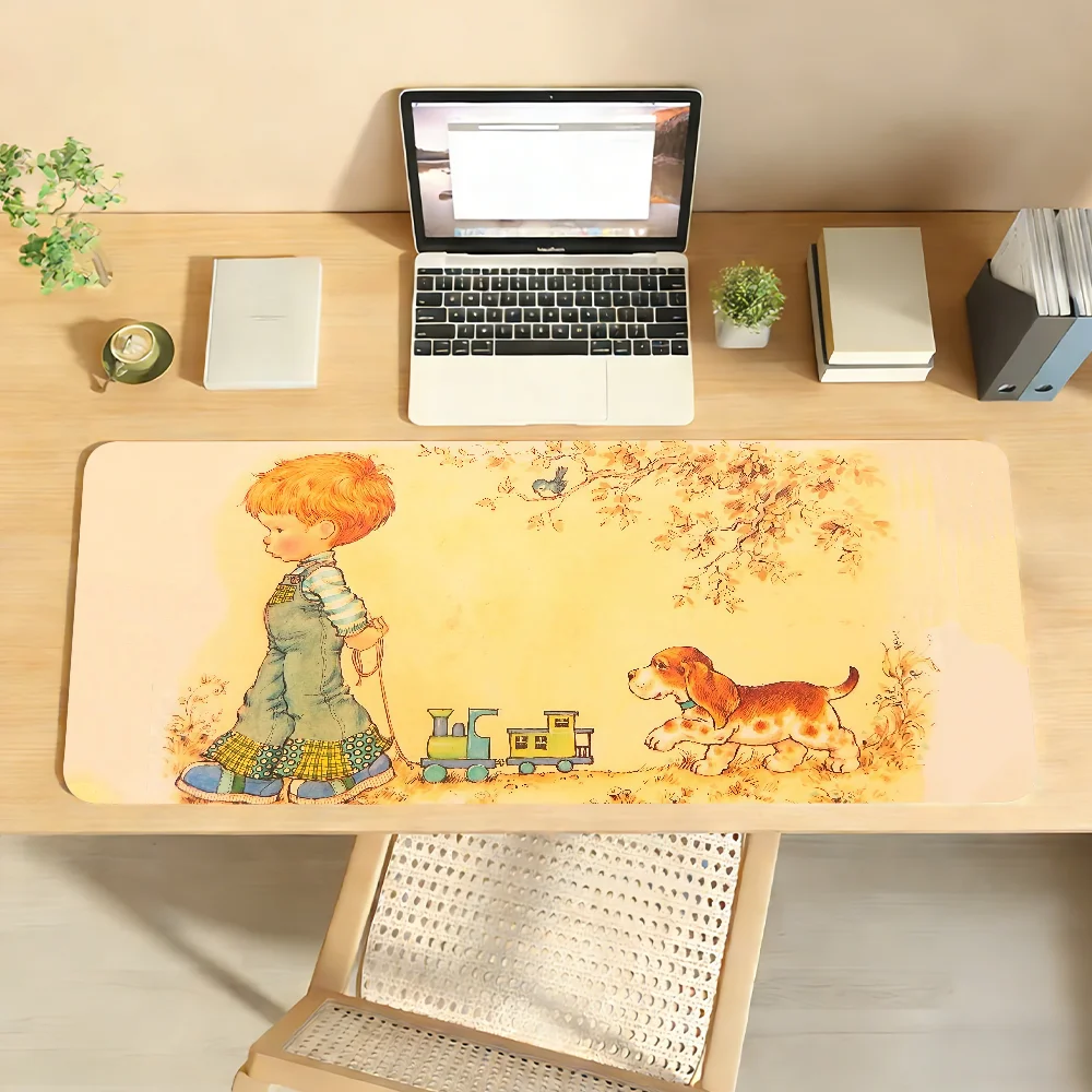 Sarah Kay Cartoon-Mauspad, rutschfester Schreibtischteppich mit Verriegelungskante, PC-Laptop-Zubehör, Gummi, Büro-Tastatur, großer XXL-Teppich für Spiele