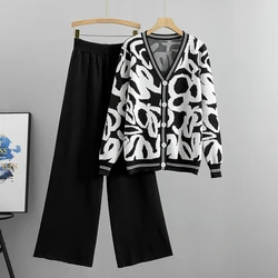 Women's Two Piece Set 2023 Autumn Winter New Fashion knit Long Sleeve Sweater Leisure Sweat Suit For Women Tracksuit Clothes