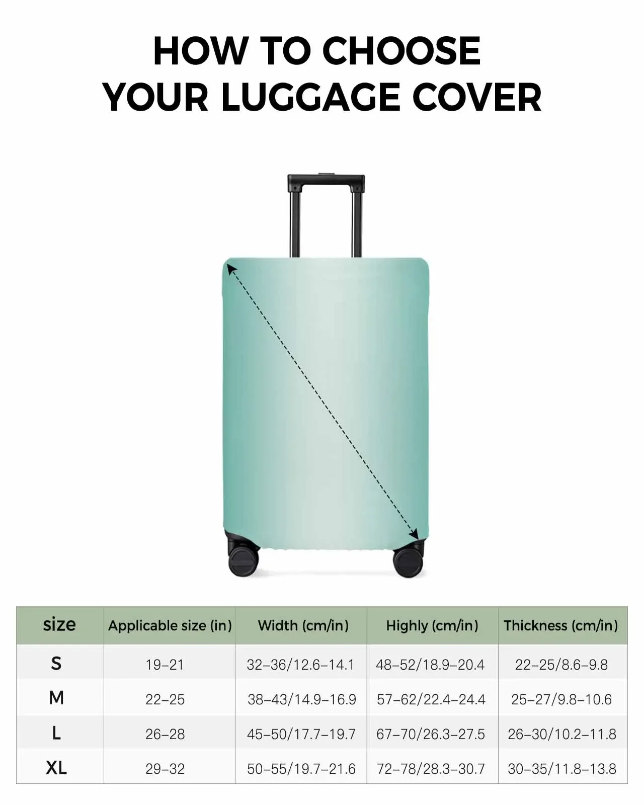 Duck Green Gradient Stretch Suitcase Protector Baggage Dust Case Cover For 18-32 Inch Travel