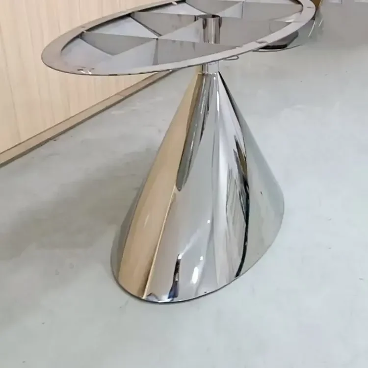 Light luxury marble stainless steel table leg simple modern luxury stone flying saucer table base mirror special-shaped table