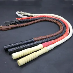 1 Pcs Riding Corps Equestrian Training Hand Made Braided Riding Whips Horse Riding Equipment Leather Wood Handle Equestrian