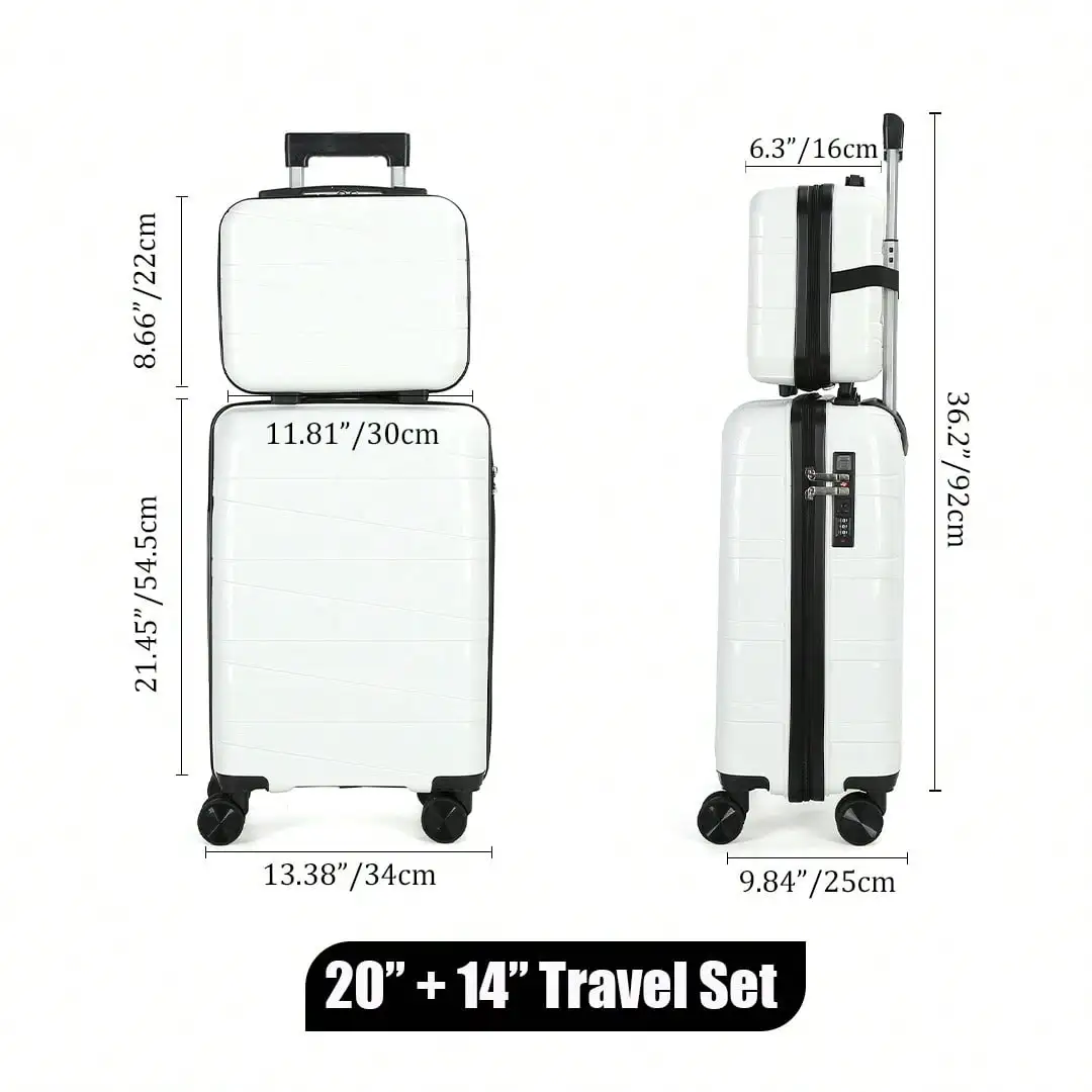20 And 14 Inch Luggage & Cosmetic Storage 2pcs Set, With Spinner Wheels, Carry-On Size Suitcase Travel Suitcase Suitcases Suit Case Travel Luggage Carry On Suitcase Carry On Hand Luggage Suitcase Set Luggage Set Luggage Bag Luggage Case Trolley Suitcase T