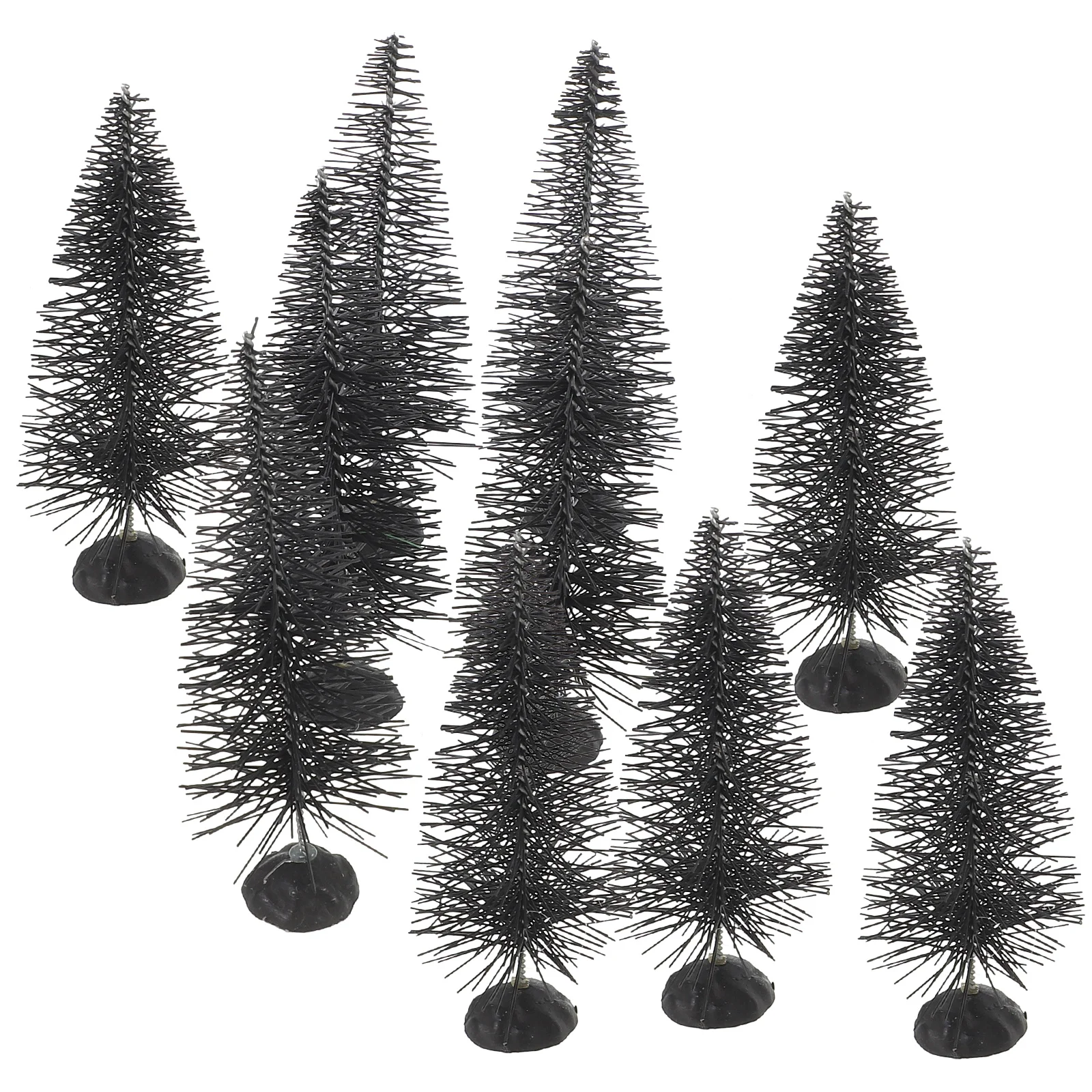 

10Pcs Black Small Tree Ornament Halloween Spooky Trees for Decorative Plant Trees DIY Craft Display Village Accessories