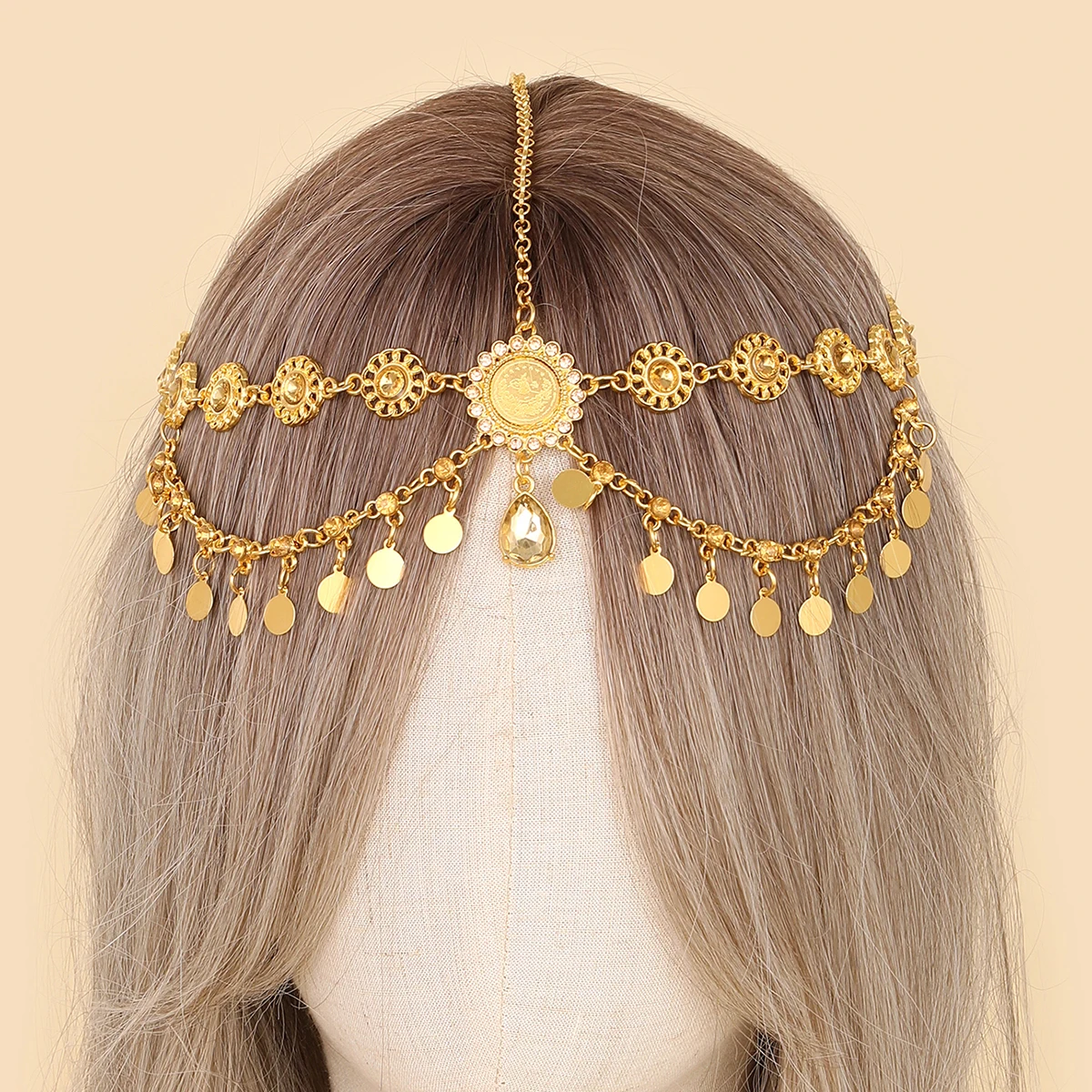 2025 estilo boêmio feminino headwear luxo strass pedra preciosa testa decoração corrente confortável festa de casamento festival