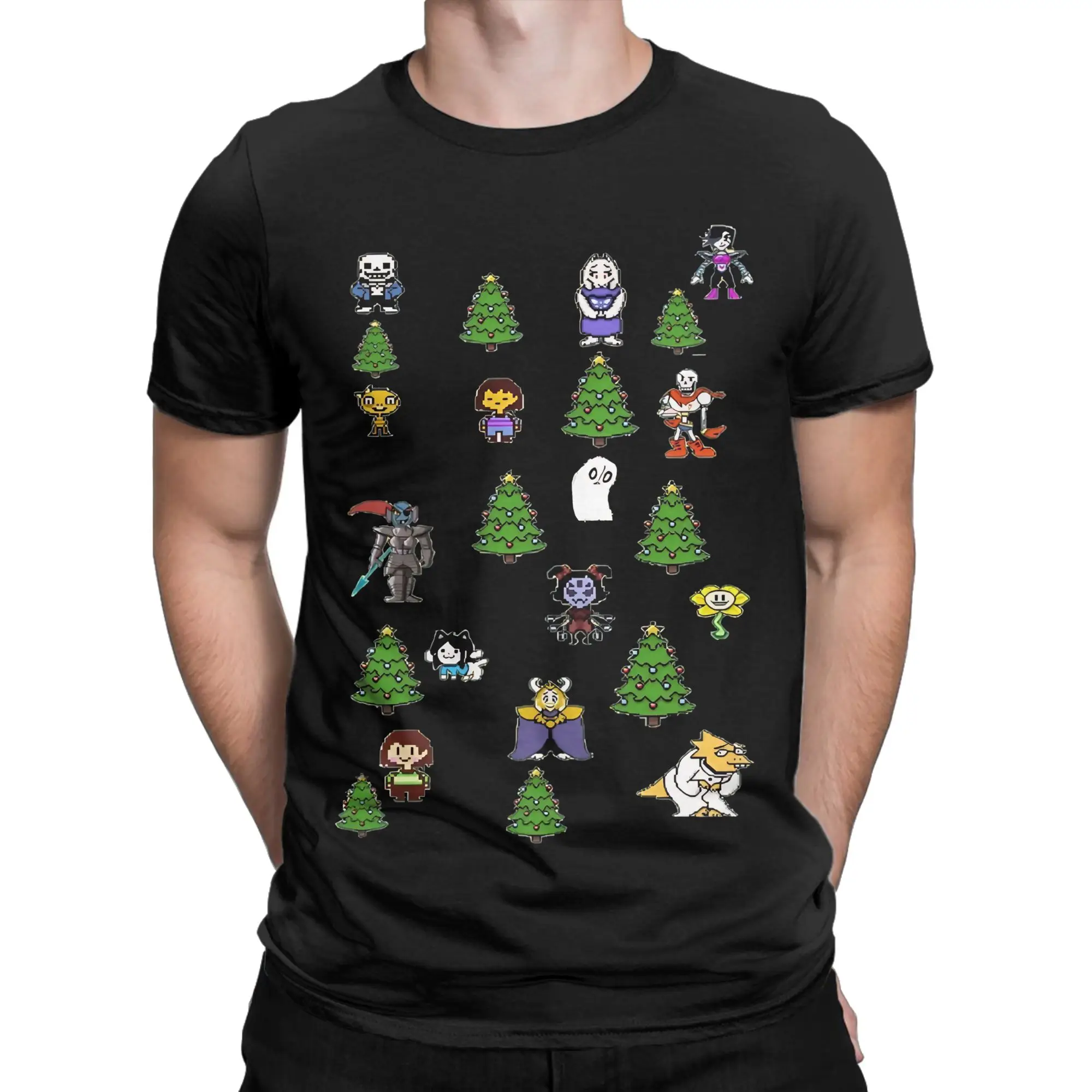 Undertale Christmas Sweater Print Funny 100% Cotton T-Shirt deltarune Tops Tees For Men