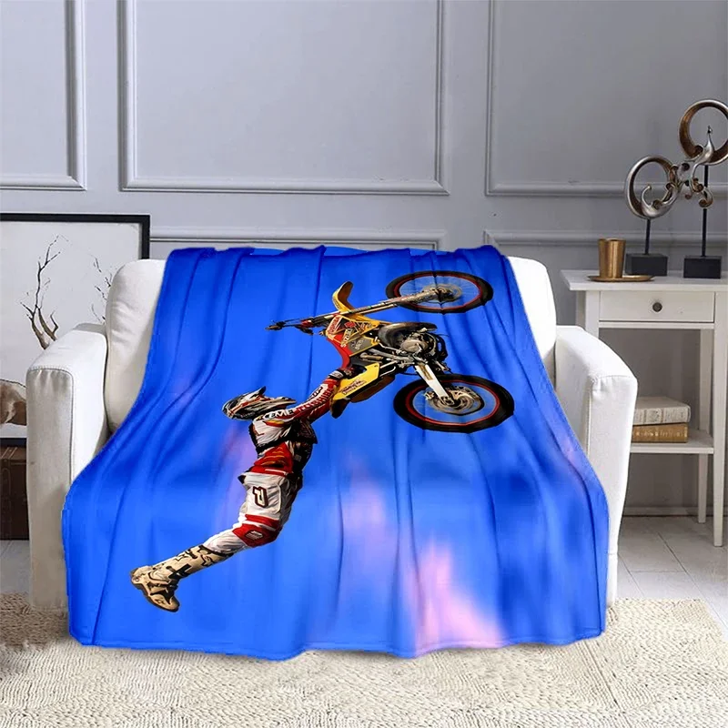 Motocross Rider Motorbike  GP Blanket Children's Blanket High Quality Flannel Blanket Soft and Comfortable Home Travel Blankets